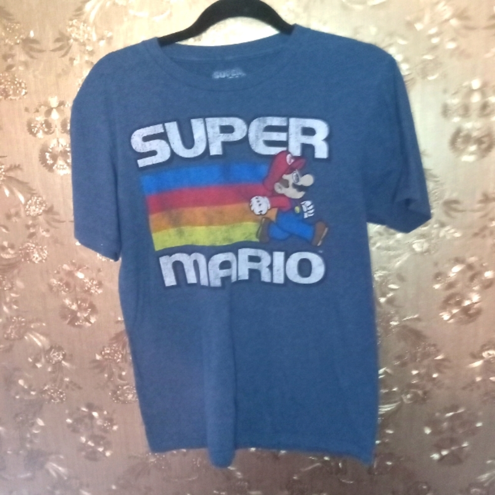 Super Mario Brothers Nintendo Vintage Shirt for Men's Blue Size Small